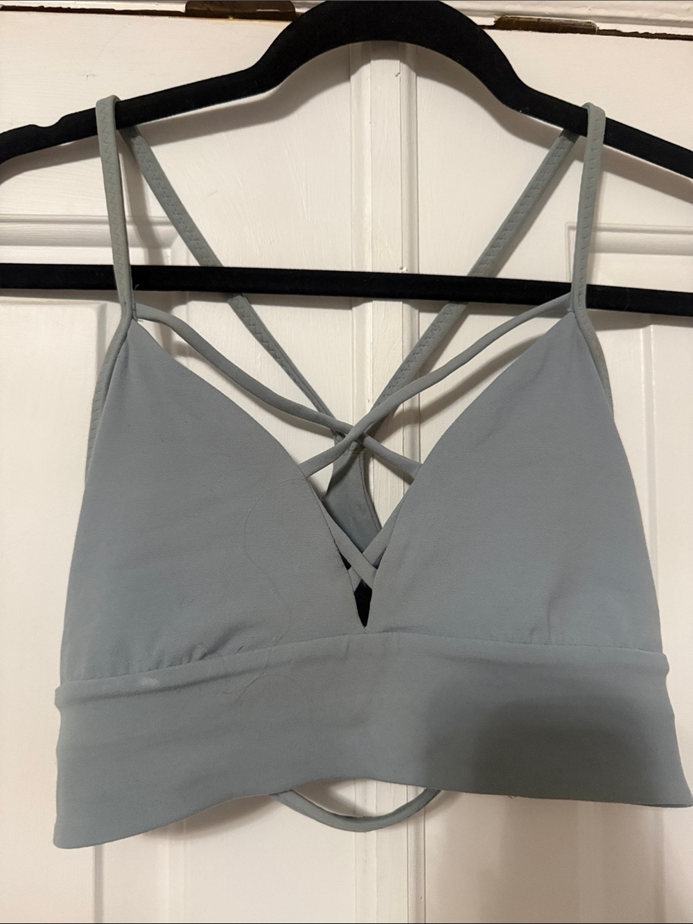 Lilulemon Light Gray/Blue Tone Cross Cross Sports Bra